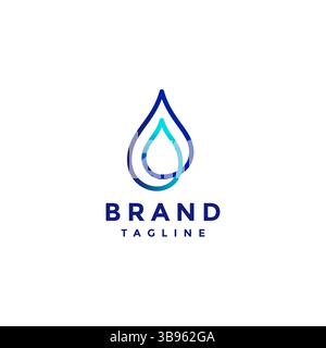 Drop Water Inside Water Line Logo Design. Simple Lines of Water in Water Logo Design. Stock Vector