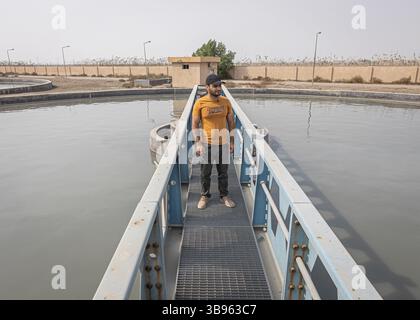 October 30, 2021, Basra, Iraq: The chief engineer of Basra's only wastewater treatment plant. At the end of the process, the water is almost always as foul as it was at the beginning.  We are missing two technical steps to be able to release really clear water,'' he concedes. One of these projects was to be launched until Daesh invaded part of the country and our budget went to other priorities. .Iraq: in Basra, climate and political crises are poisoning the population .It was once called the ''Venice of the Middle East''. Today, faced with global warming, dams in neighboring countries (Turkey Stock Photo