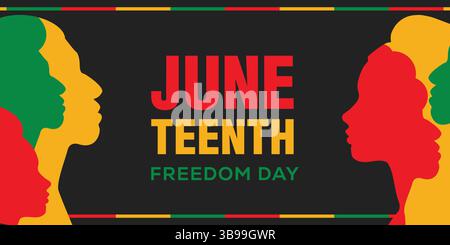 Juneteenth Freedom Day horizontal banner illustration Stock Vector