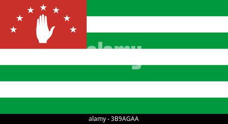 Flag of Abkhazia. Abkhazia flag official colors and proportion digital vector illustration. Stock Vector