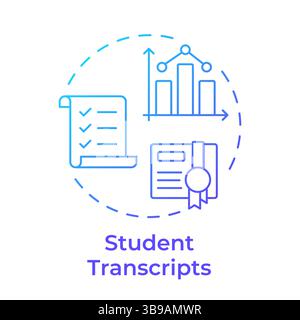 Student transcripts blue gradient concept icon Stock Vector