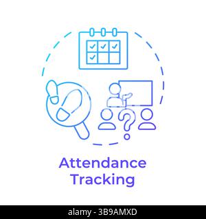 Attendance tracking blue gradient concept icon Stock Vector