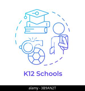 K12 schools blue gradient concept icon Stock Vector