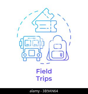 Field trips blue gradient concept icon Stock Vector