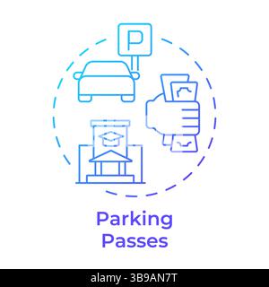 Parking passes blue gradient concept icon Stock Vector