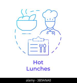 Hot lunches blue gradient concept icon Stock Vector