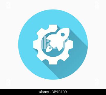 Startup flat icon with long shadow for graphic and web design. Stock Vector