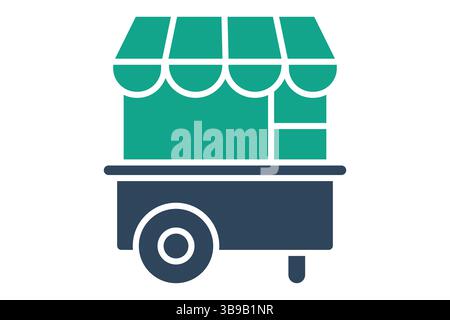 Food cart icon. solid icon style. icon related to catering services bringing food. catering elements vector illustration Stock Vector