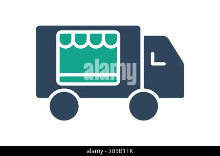 Food truck icon. solid icon style. icon related to catering services bringing food. catering elements vector illustration Stock Vector