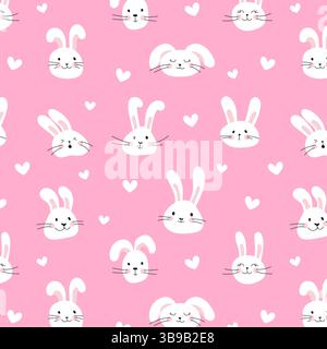 Happy Easter seamless pattern of cute rabbit Stock Vector