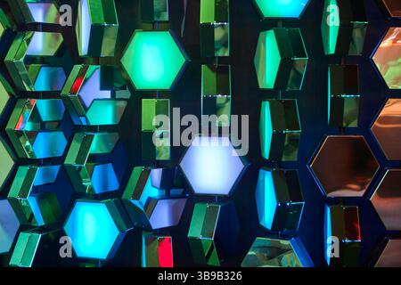 Multi colored background with hexagonal shapes. Abstract geometric decoration Stock Photo