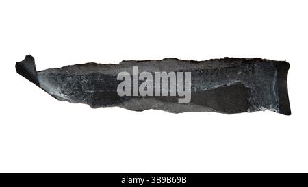Old torn black paper with curled edge on white background with clipping path Stock Photo