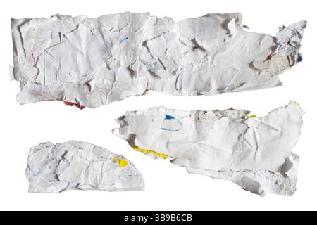 Collage of random shape vintage white paper on white background with clipping path Stock Photo