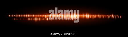 Orange sound visualization with rich glowing amplitude lines and soft light reflection, great for smart assistant input or music control UI. Stock Vector