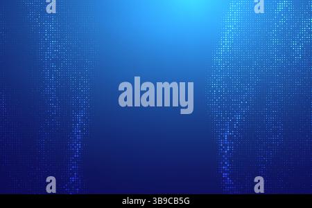 Finance background blue. Vector tech finance halftone technology background. Abstract digital wave background with glowing blue dots forming a Stock Vector