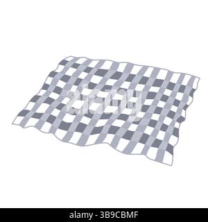 Rolled out checkered plaid isolated illustration. Picnic blanket, vector design element Stock Vector