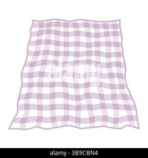 Rolled out checkered plaid isolated illustration. Picnic blanket, vector design element. Stock Vector