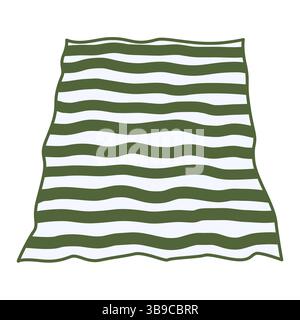 Rolled out striped plaid isolated illustration. Picnic blanket, vector design element. Stock Vector