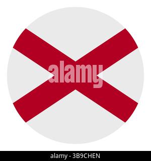 Flag of the state of Alabama. Alabama circle flag logo icon computer vector illustration design Stock Vector