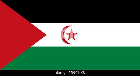 Sahrawi Arab Democratic Republic flag official colors and proportion digital vector illustration. Stock Vector