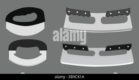 Pizza Cutter Set Illustration on gray Background Stock Vector