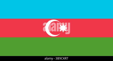 Flag of Azerbaijan. Azerbaijan flag official colors and proportion digital vector illustration. Stock Vector
