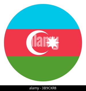 Azerbaijan circle flag. Button flag icon. Standard color. Circle icon flag. Computer illustration. Digital illustration. Vector illustration. Stock Vector