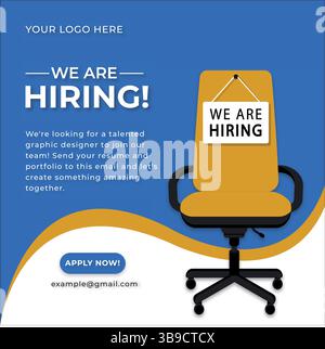 We Are Hiring Social Media Post Design Template Stock Vector