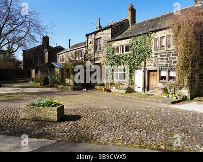 Houses in Weavers Square at Heptonstall near Hebden Bridge West Yorkshire England Stock Photo