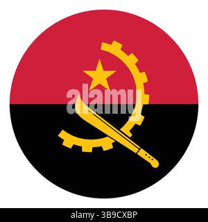 Flag of Angola. Angola flag. Flag icon. Standard color. Circle icon flag. Computer illustration. Digital illustration. Vector illustration. Stock Vector
