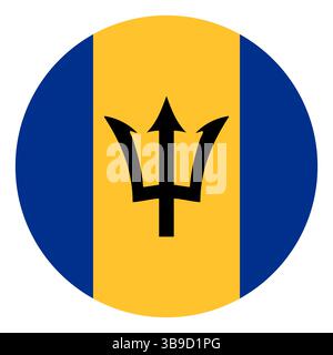 Flag of Barbados. Barbados flag. Barbados circle flag logo icon computer vector illustration design Stock Vector