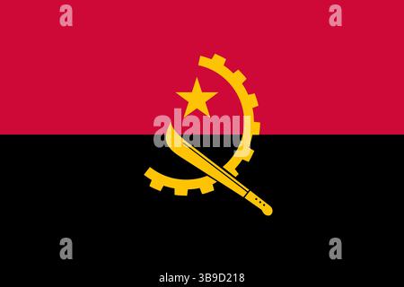 Flag of Angola. Angola flag official colors and proportion digital vector illustration. Stock Vector