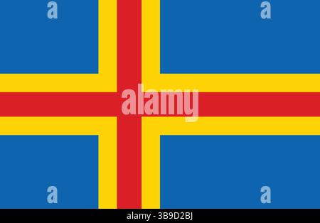 Flag of Aland. Aland flag official colors and proportion digital vector illustration. Stock Vector
