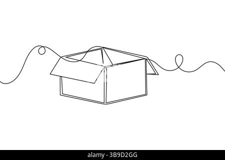 Minimal one line carton box sketch vector outline art on white ...
