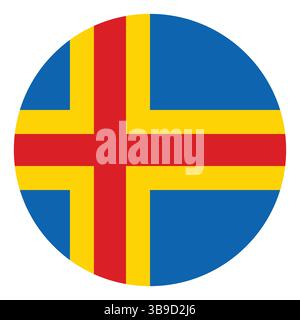 Flag of Aland. Aland flag. Aland circle flag logo icon computer vector illustration design Stock Vector