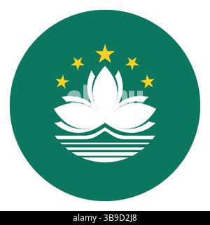 Flag of Macau. Macau flag. Macau circle flag logo icon computer vector illustration design Stock Vector