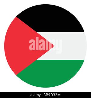 Flag of Palestine. Palestine flag. Palestine circle flag logo icon computer vector illustration design Stock Vector