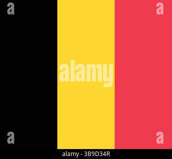 Flag of Belgium. Belgium flag official colors and proportion digital vector illustration. Stock Vector