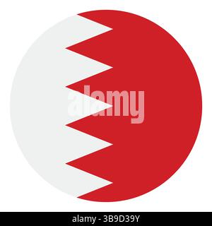 Flag of Bahrain. Bahrain flag. Bahrain circle flag logo icon computer vector illustration design Stock Vector