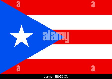 Flag of Puerto Rico. Puerto Rico flag official colors and proportion digital vector illustration. Stock Vector