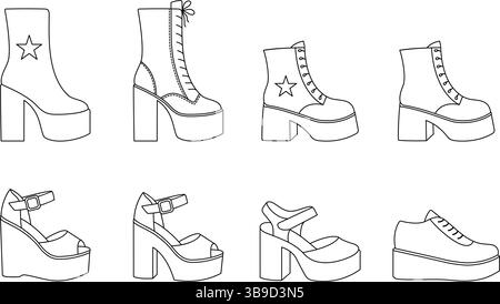 Female boots and sandals on white background. Stock Vector