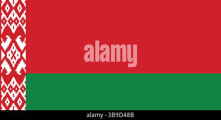 Flag of Belarus. Belarus flag official colors and proportion digital vector illustration. Stock Vector
