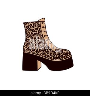 Female high platform shoes with leopard print Stock Vector