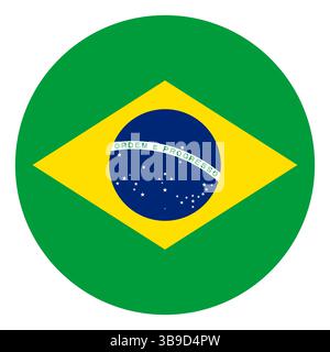 Flag of Brazil. Brazil flag. Brazil circle flag logo icon computer vector illustration design Stock Vector