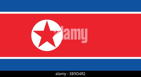 Flag of North Korea. North Korea flag official colors and proportion digital vector illustration. Stock Vector