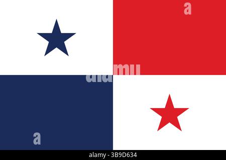 Flag of Panama. Panama flag official colors and proportion digital vector illustration. Stock Vector