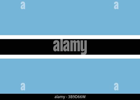 Flag of Botswana. Botswana flag official colors and proportion digital vector illustration. Stock Vector