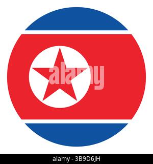 Flag of North Korea. North Korea flag. North Korea circle flag logo icon computer vector illustration design Stock Vector