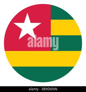 Flag of Togo. Togo flag. Togo circle flag logo icon computer vector illustration design. Stock Vector