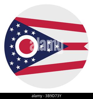 Flag of Ohio state. Ohio flag. Ohio circle flag logo icon computer vector illustration design Stock Vector